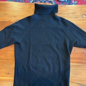 Mark Shale XS Black Turtleneck 100% Cashmere Short Sleeve Women's Sweater